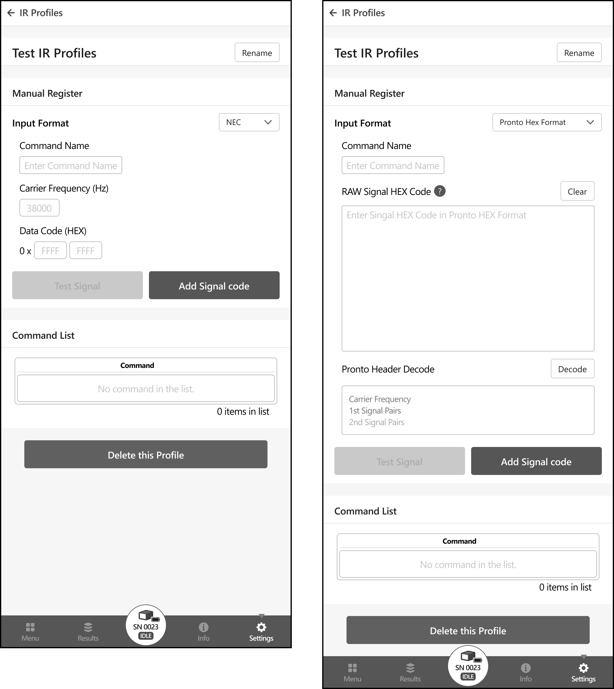 IR Profile Manage